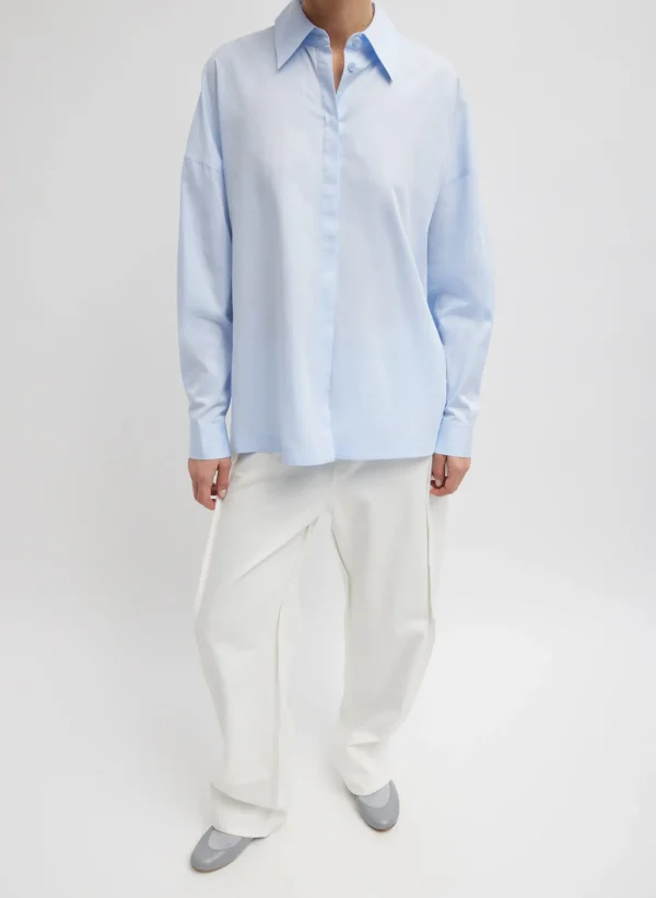 Tibi Gabe Oversized Shirt Blue New