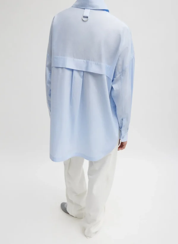 Tibi Gabe Oversized Shirt Blue New