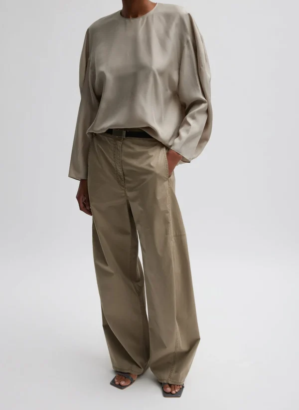 Tibi Garment Dyed Silky Cotton Sid Chino Pant Acorn Cheap