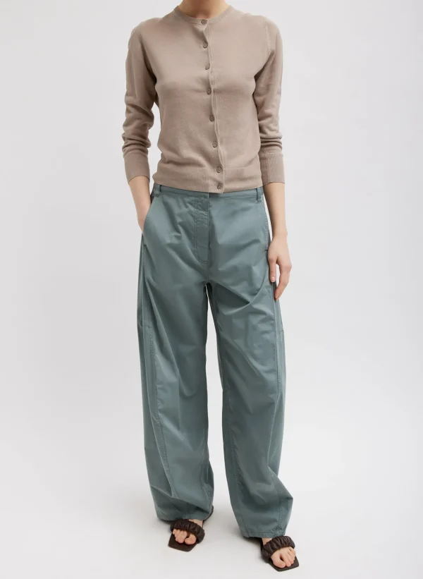 Tibi Garment Dyed Silky Cotton Sid Pant Green Limestone Fashion