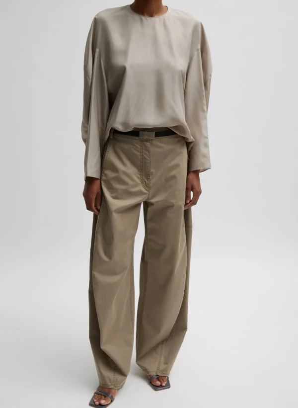 Tibi Garment Dyed Silky Cotton Sid Chino Pant Acorn Cheap