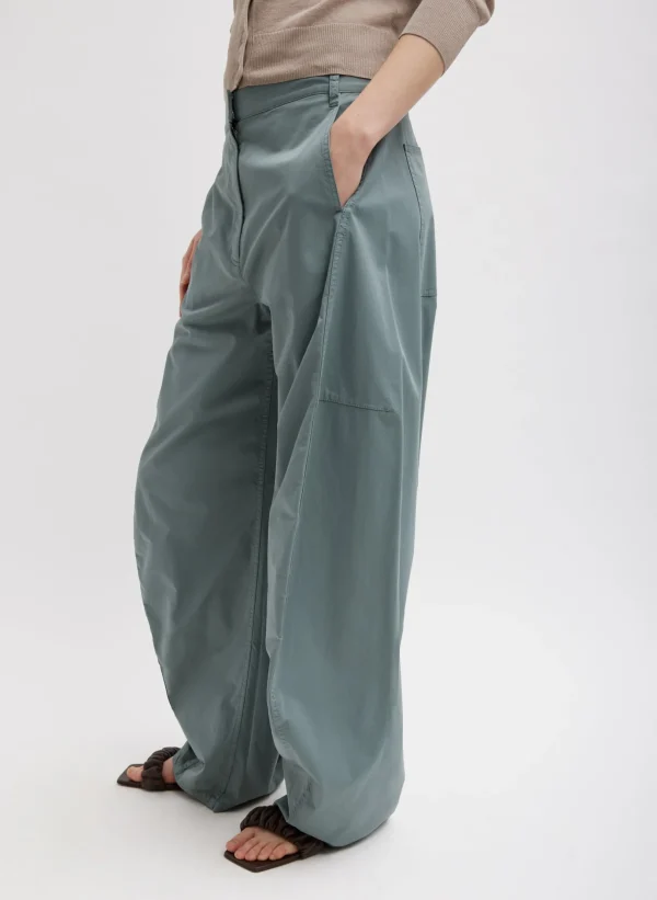 Tibi Garment Dyed Silky Cotton Sid Pant Green Limestone Fashion