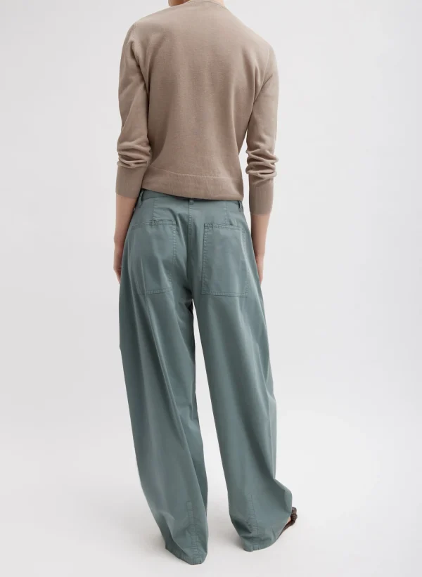 Tibi Garment Dyed Silky Cotton Sid Pant Green Limestone Fashion