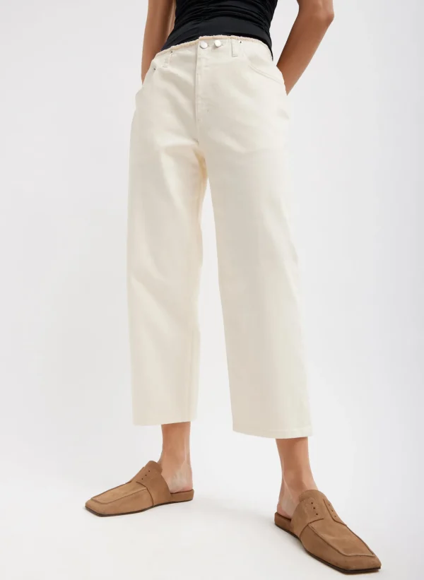 Tibi Garment Dyed Stretch Twill Cropped Newman Jean Ivory Flash Sale