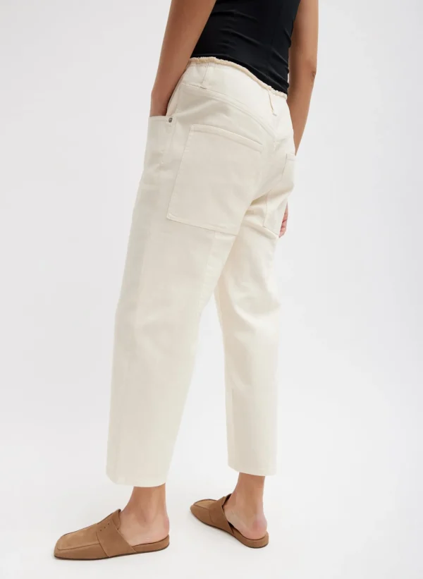 Tibi Garment Dyed Stretch Twill Cropped Newman Jean Ivory Flash Sale