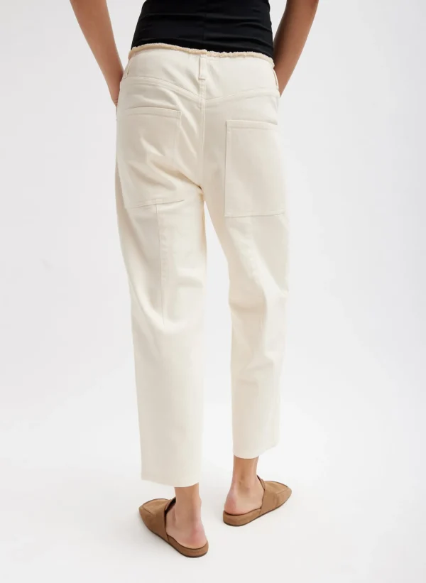 Tibi Garment Dyed Stretch Twill Cropped Newman Jean Ivory Flash Sale