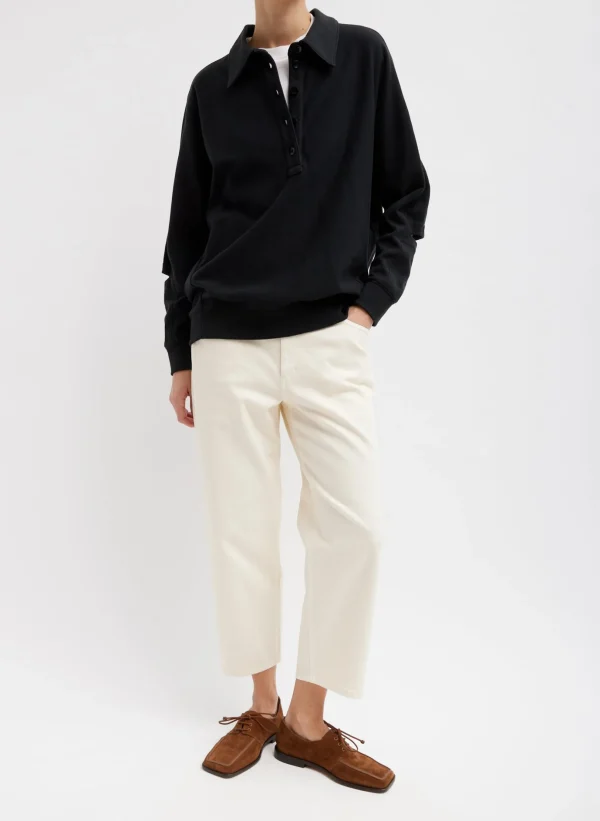 Tibi Garment Dyed Stretch Twill Cropped Newman Jean Ivory Flash Sale