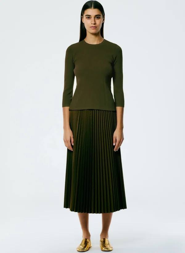 Tibi Giselle Stretch Sweater Circle Openback Pullover Wood Store