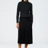 Tibi Grain De Poudre Wide Pleat Wrap Skirt Black New