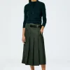 Tibi Grain De Poudre Wide Pleat Wrap Skirt Grey Pine Cheap