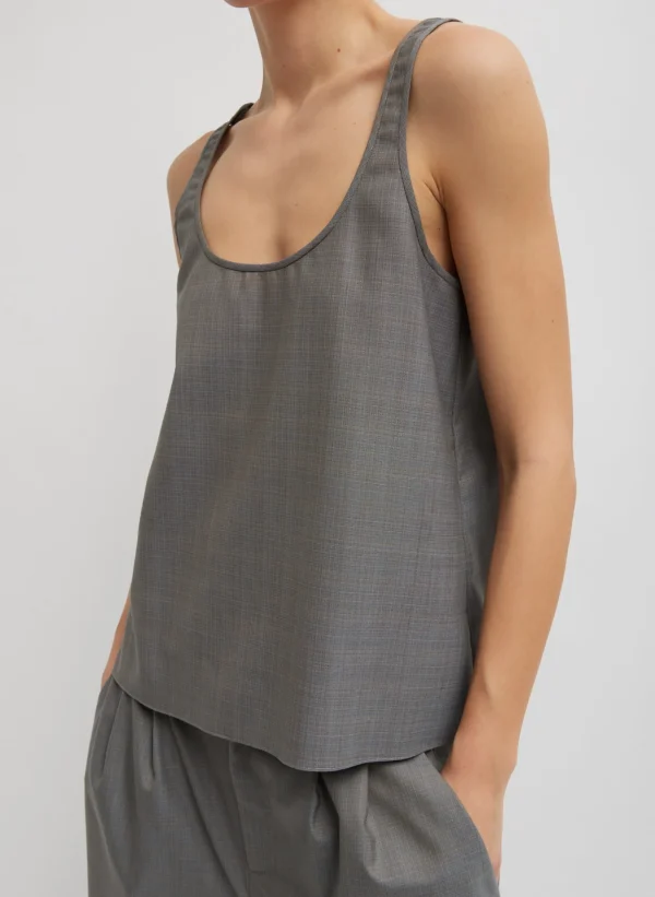 Tibi Grant Crossdye Suiting Tank Top Grey Multi Discount