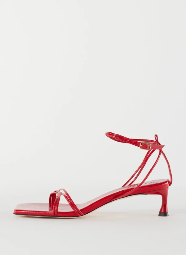 Tibi Harper Naplack Sandal Cherry Red Online