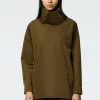 Tibi Italian Sporty Nylon Cowl Neck Top Wood New