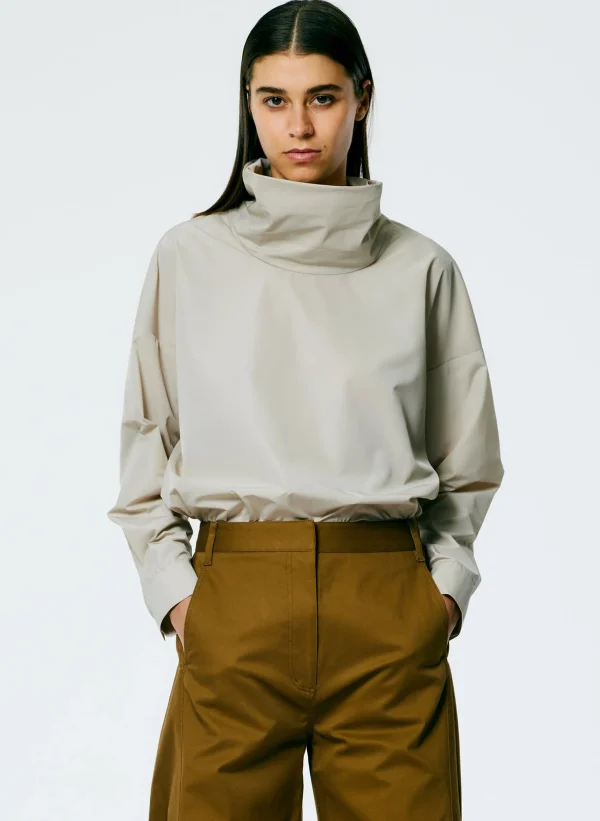 Tibi Italian Sporty Nylon Cowl Neck Top Ash Store