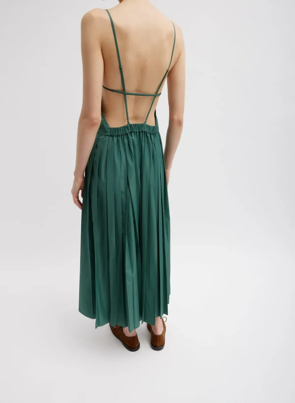 Tibi Italian Sporty Nylon Overall Dress Dark Hunter Green Best Sale