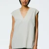 Tibi Italian Sporty Nylon Sleeveless V-Neck Top Ash Cheap