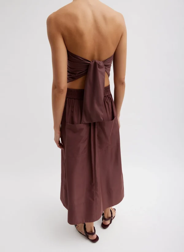 Tibi Italian Sporty Nylon Strapless Bandeau Cinnamon Sale