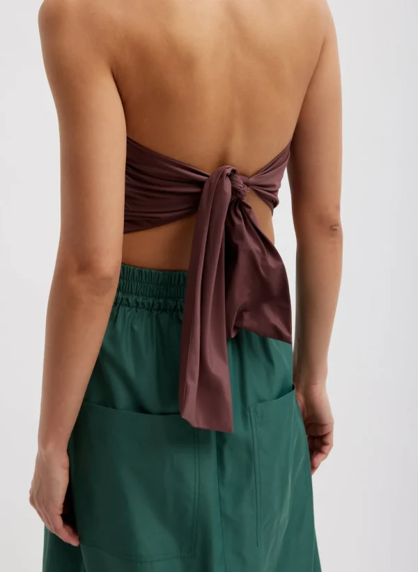 Tibi Italian Sporty Nylon Strapless Bandeau Cinnamon Sale