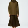 Tibi Italian Sporty Nylon Sunray Pleated Pull On Skirt Wood Fashion