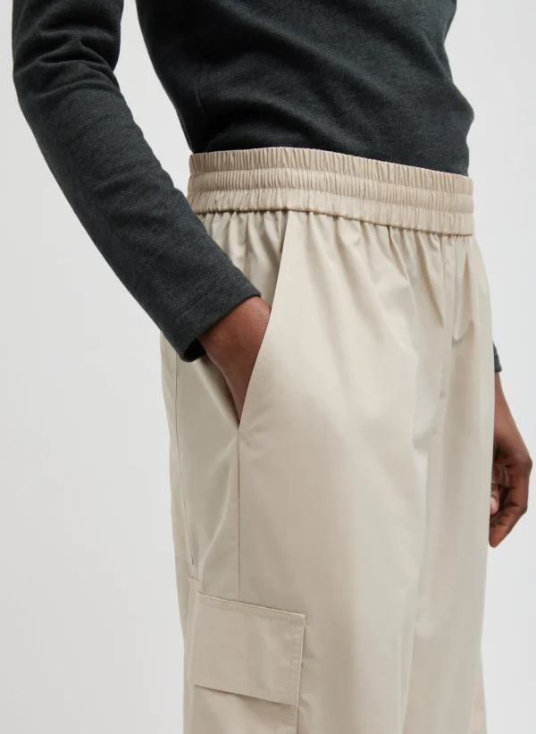 Tibi Italian Sporty Nylon Wide Leg Pull On Pant Ash Best Sale