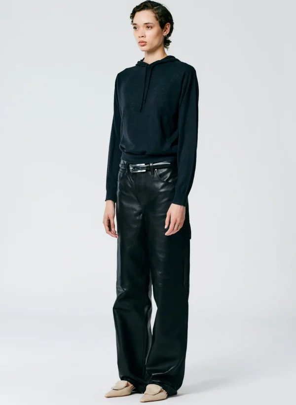 Tibi Leather Slouchy Carpenter Pant Black Online