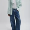 Tibi Light Weight Cotton Nylon Easy Tuxedo Shirt Mint Discount