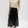 Tibi Light Weight Stretch Patent Smocking Waistband Full Skirt Black Best Sale