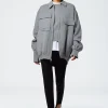 Tibi Luxe Wool Angora Oversized Bomber Medium Heather Grey Online