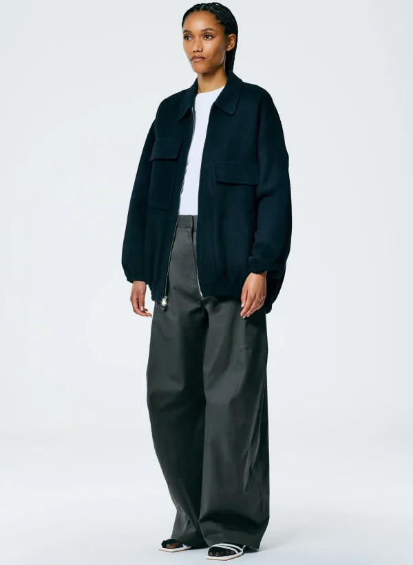 Tibi Luxe Wool Angora Oversized Bomber Navy Online