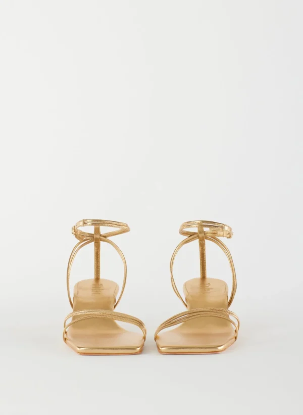 Tibi Metallic Nappa Harper Sandal Gold Online
