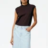 Tibi Mock Neck Sleeveless T-Shirt Brown Outlet