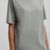 Tibi Mock Neck Unisex T-Shirt Pumice Grey Outlet