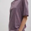 Tibi Mock Neck Unisex T-Shirt Plum-Ish Flash Sale