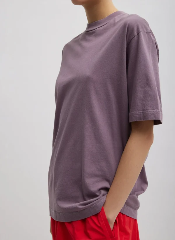 Tibi Mock Neck Unisex T-Shirt Plum-Ish Flash Sale