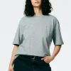 Tibi Mock Neck Unisex T-Shirt Heather Grey Hot