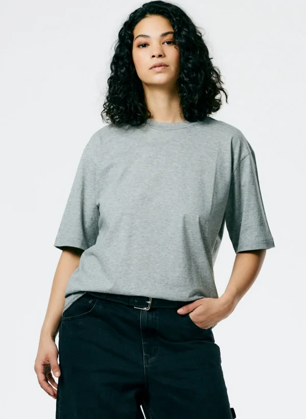 Tibi Mock Neck Unisex T-Shirt Heather Grey Hot