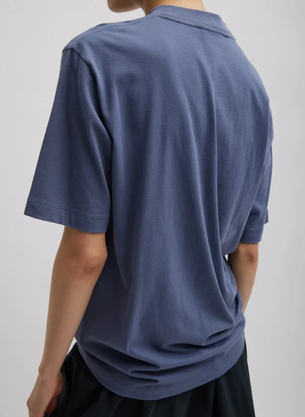 Tibi Mock Neck Unisex T-Shirt Dusty Navy Shop