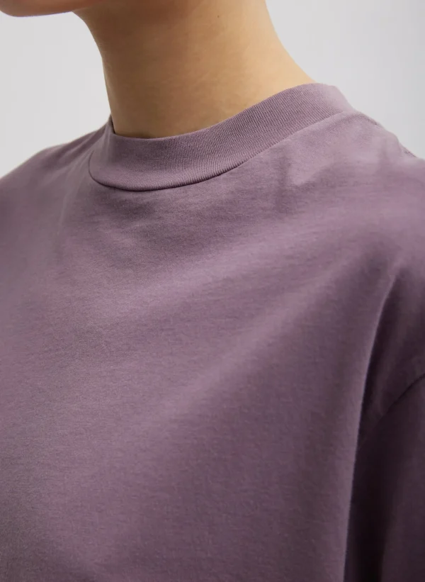 Tibi Mock Neck Unisex T-Shirt Plum-Ish Flash Sale