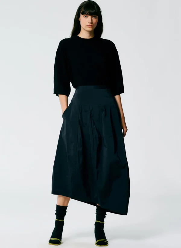 Tibi Nylon Asymmetrical Balloon Skirt Navy Clearance