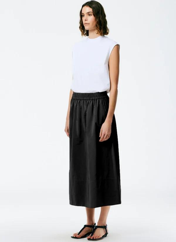 Tibi Nylon Pull On Full Skirt Black Outlet