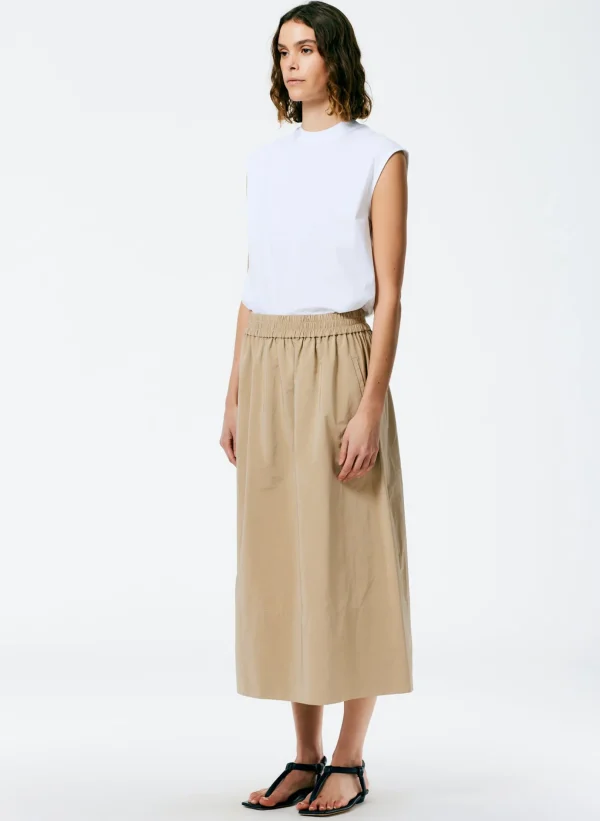 Tibi Nylon Pull On Full Skirt Tan Online