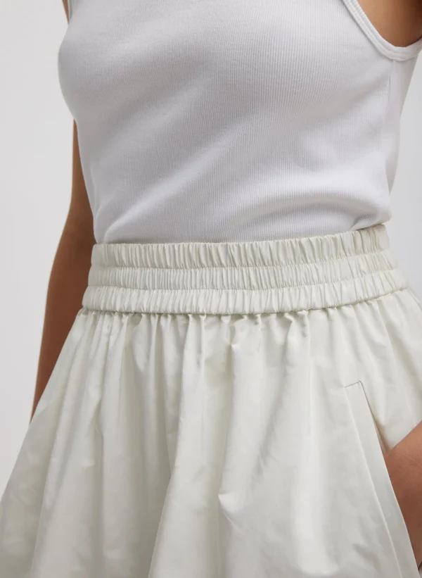 Tibi Nylon Pull On Full Skirt White Discount