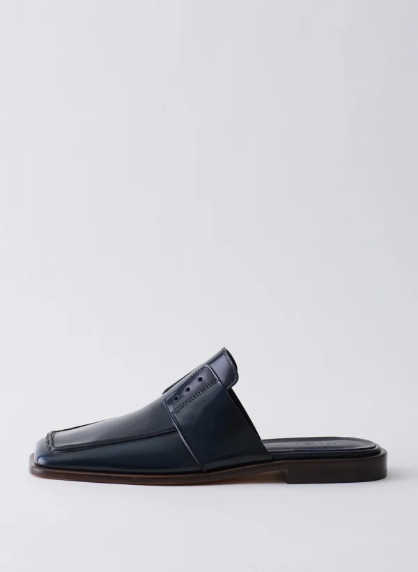 Tibi Pedro Slide Square Toe Loafer Navy Clearance