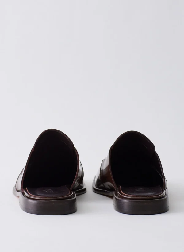 Tibi Pedro Slide Square Toe Loafer Brown Shop