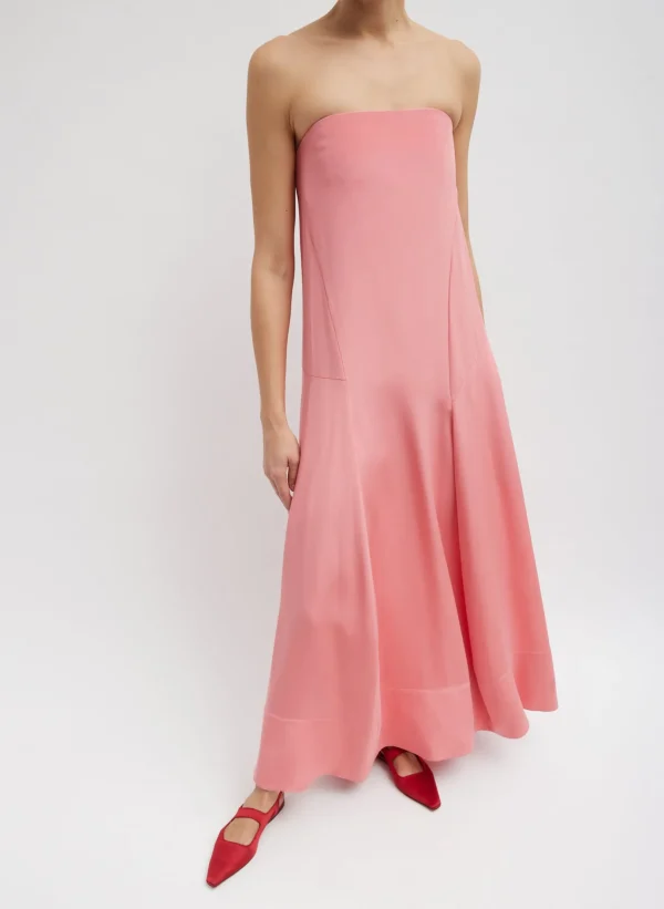 Tibi 4-Ply Silk Strapless Sculpted Dress Pink Cheap