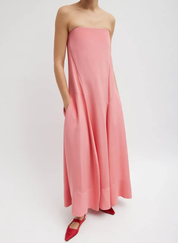 Tibi 4-Ply Silk Strapless Sculpted Dress Pink Cheap