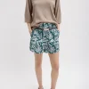 Tibi Recycled Nylon Batik Pull On Shorts Hunter Green Multi Best Sale