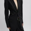 Tibi Recycled Tropical Wool Sculpted Blazer Black Best Sale