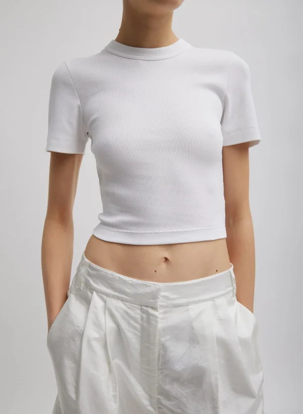 Tibi Ribbed Cropped Baby T-Shirt White Outlet