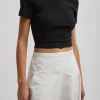 Tibi Ribbed Cropped Baby T-Shirt Black Discount